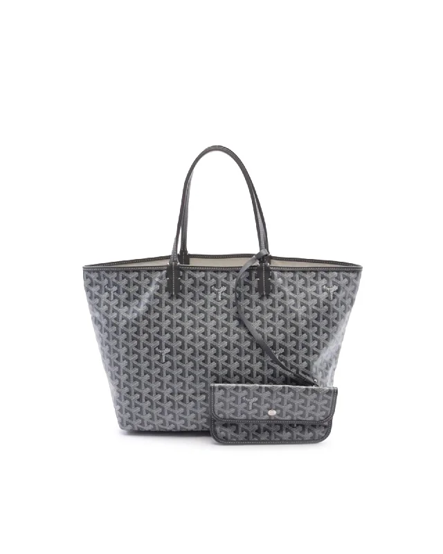 Coated Canvas Tote with Leather Trim and Interior Flap Pouch