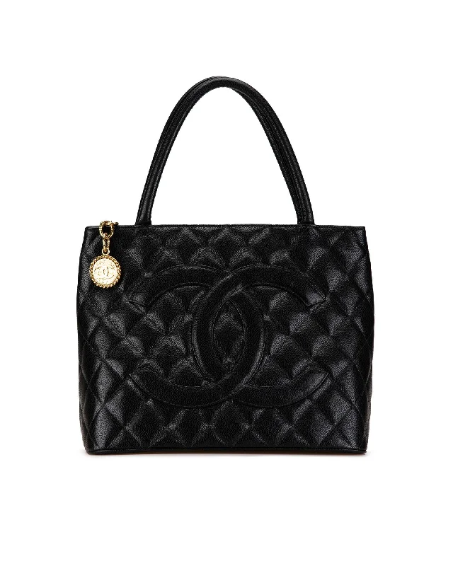 Quilted Leather Medallion Tote with Rolled Handles