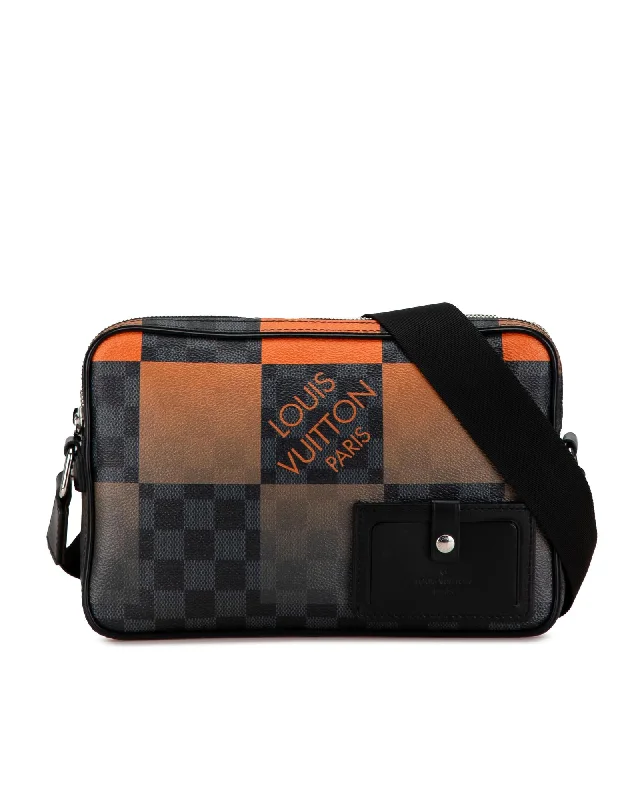 Graphite Canvas Alpha Messenger Bag with Leather Trim