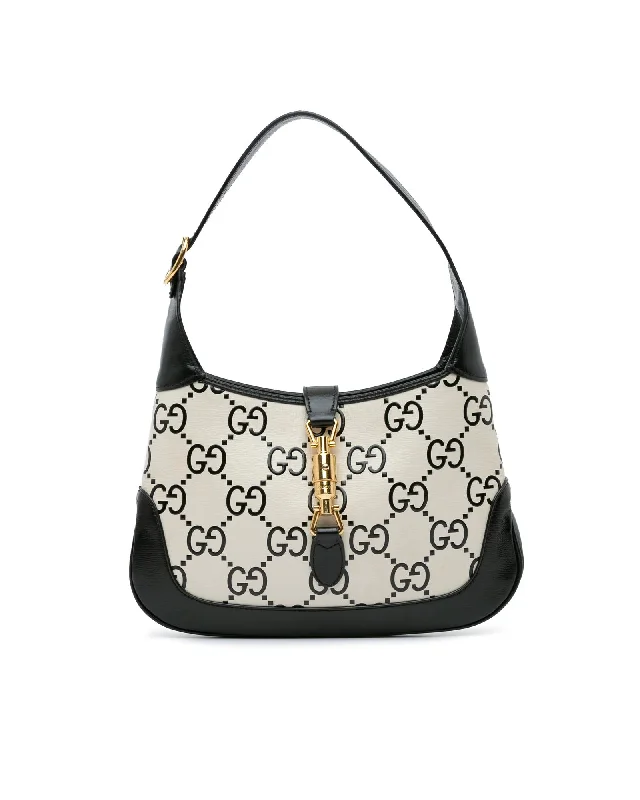 Gucci Jackie 1961 GG Monogram Canvas Shoulder Bag BeigeEbony