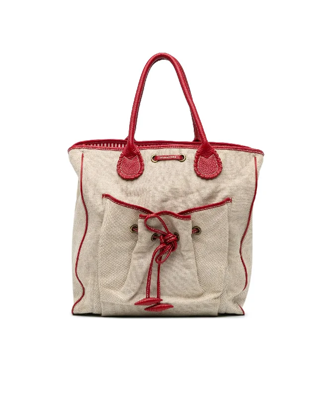 Canvas Tote with Leather Trim and Rolled Handles