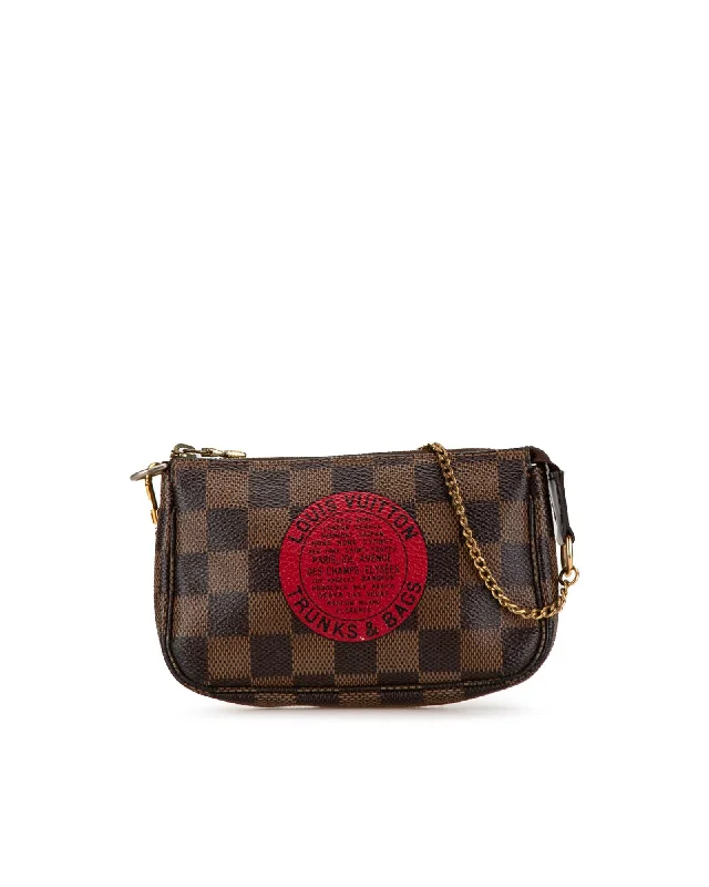 Damier Ebene Trunks and Bags Mini Pochette with Chain Strap