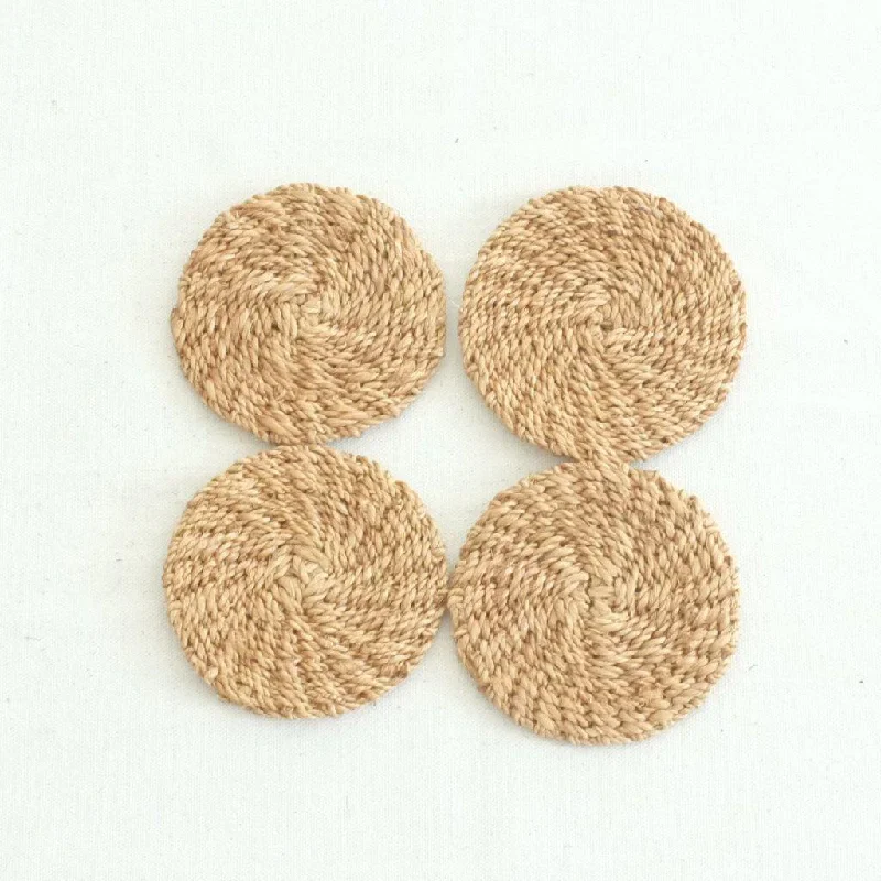 Sustainable Handwoven Abaca Round Coaster (Set of 4) - Camel