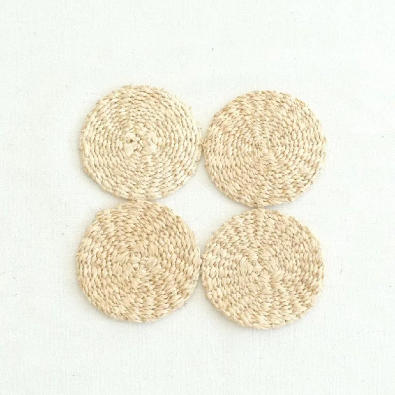 Sustainable Handwoven Abaca Round Coaster (Set of 4) - Natural