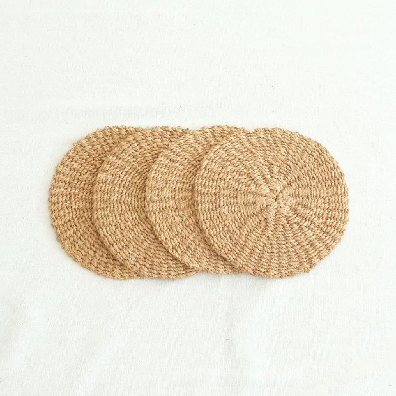 Sustainable Handwoven Abaca Round Hot Pad (Set of 4) - Camel