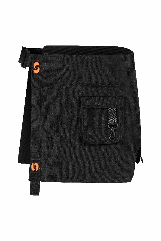 AQRU ADJUSTABLE RECYCLED COTTON WAIST ACCESSORIES UNISEX BAG - BLACK