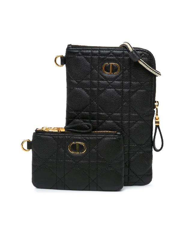 Quilted Leather Multifunctional Pouch with Detachable Strap