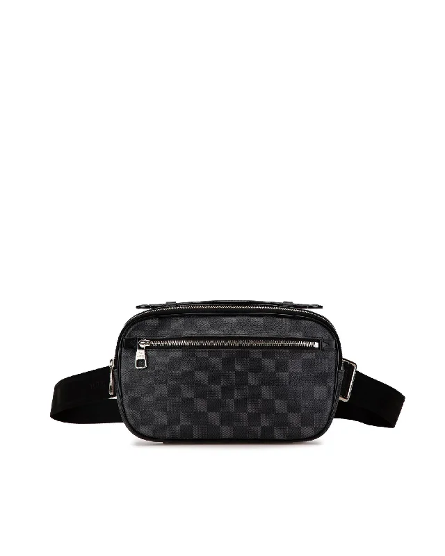 Damier Graphite Canvas Ambler with Leather Trim and Adjustable Waist Strap