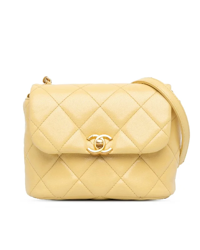 Quilted Caviar Leather Crossbody Bag with CC Turn Lock Closure