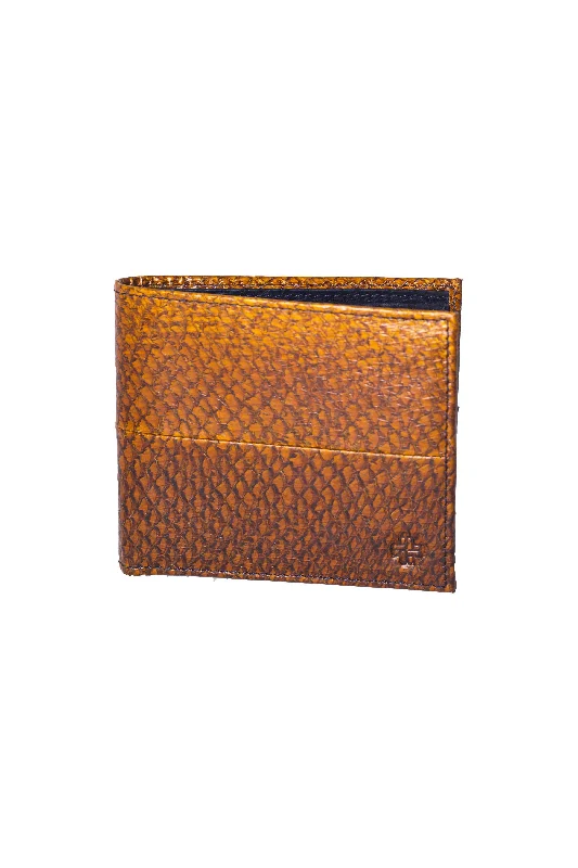 Carlos Bifold Fish Leather Wallet in Cognac & Ultramarine