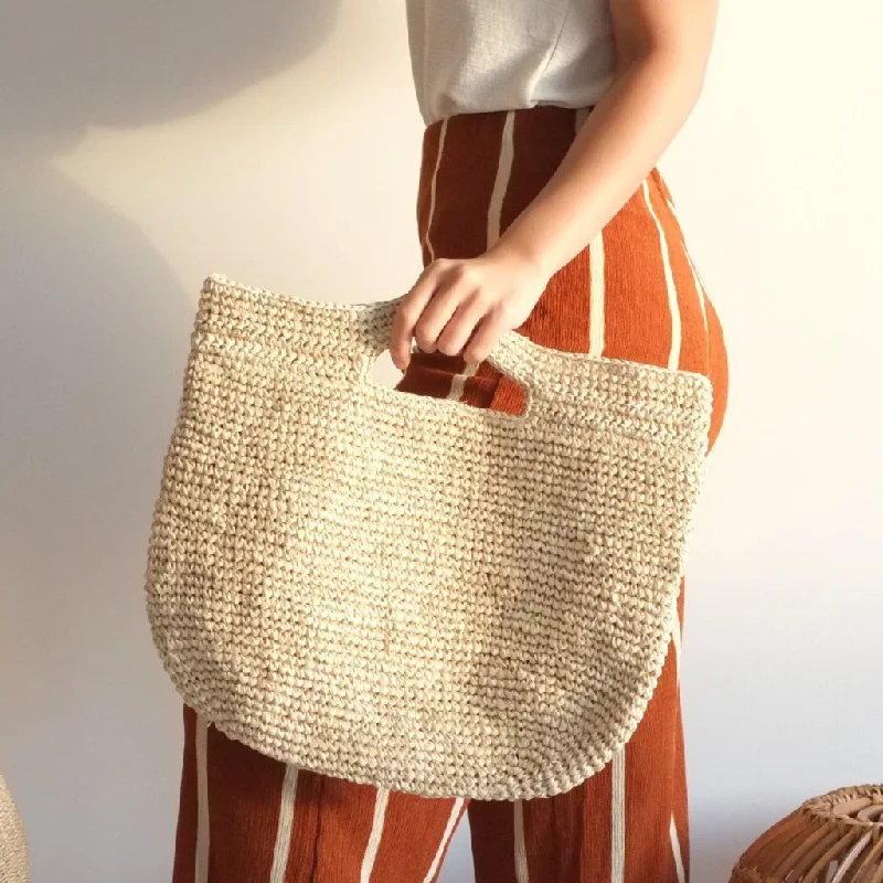 Casta Hand Crocheted Raffia Tote Bag - Natural