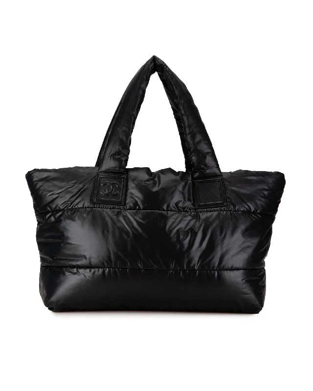 Medium Reversible Nylon Tote with Interior Zip Pocket