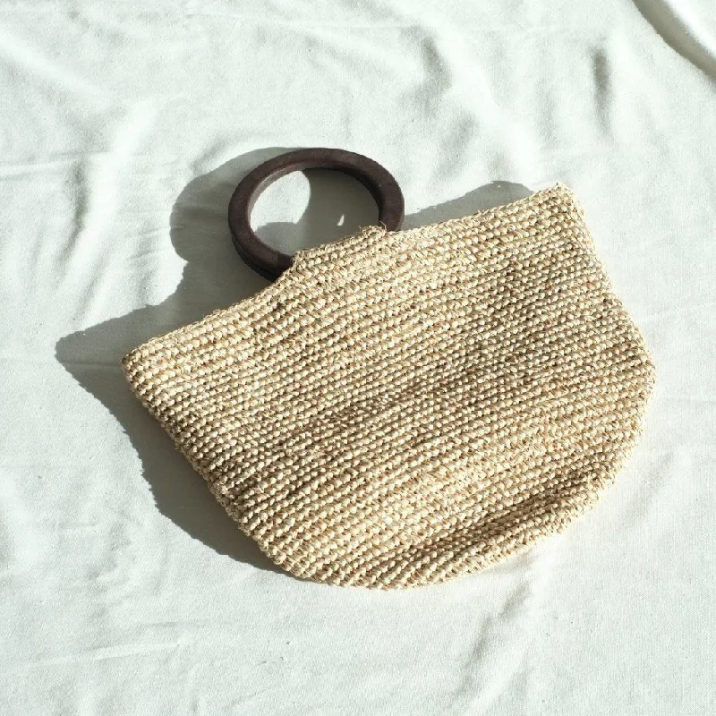 Cora Hand Crocheted Raffia Tote Bag - Brown