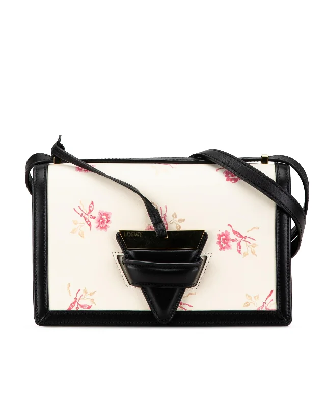 Leather Roses Print Crossbody with Slip-Through Closure