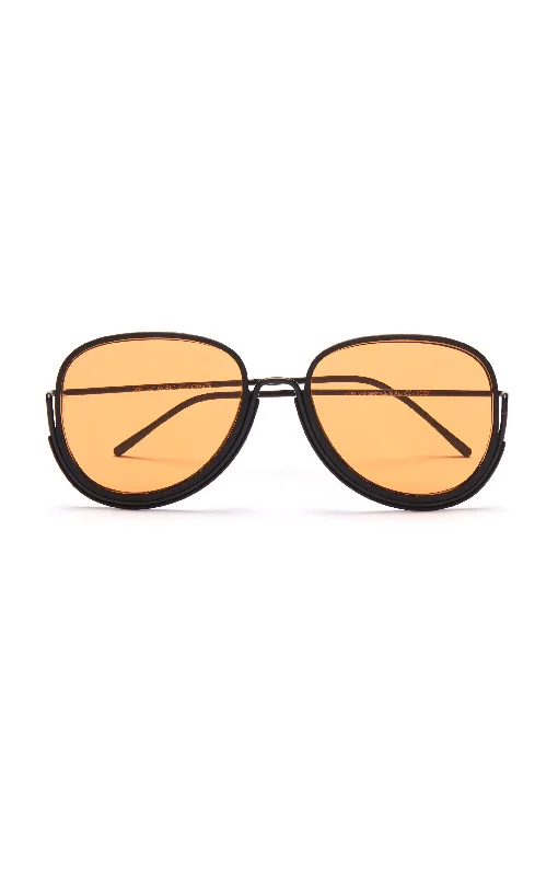 Bio-plastic 3D Printed Earhart Glasses in BLACK/BLACK/ORANGE