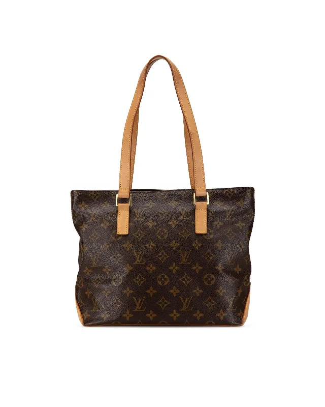 Monogram Canvas Tote with Leather Trim and Top Zip Closure