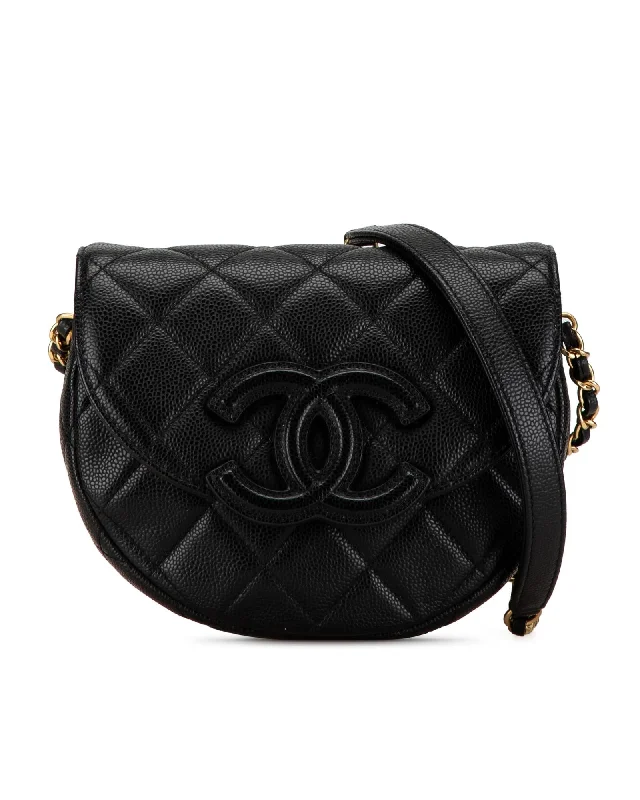 Quilted Caviar Leather Chain Flap Crossbody Bag