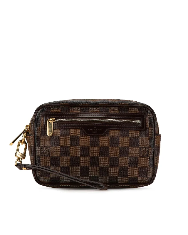 Damier Canvas Pochette with Multiple Pockets and Zip Closures