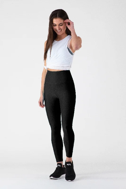 Women's Recycled Polyester High Rise Black Leggings made with Recycled Polyester