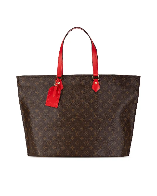 Monogram Canvas Tote with Leather Straps and Zip Closure