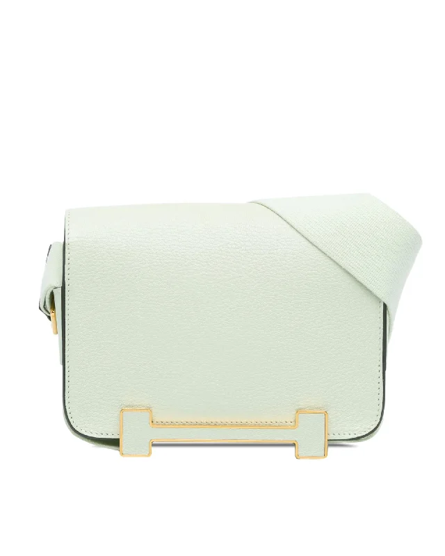 Leather Crossbody Bag with Clasp Closure and Interior Slip Pockets