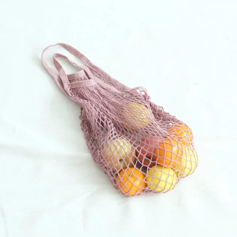 Isla Cotton Net Bag (Short Handle) - Old Rose