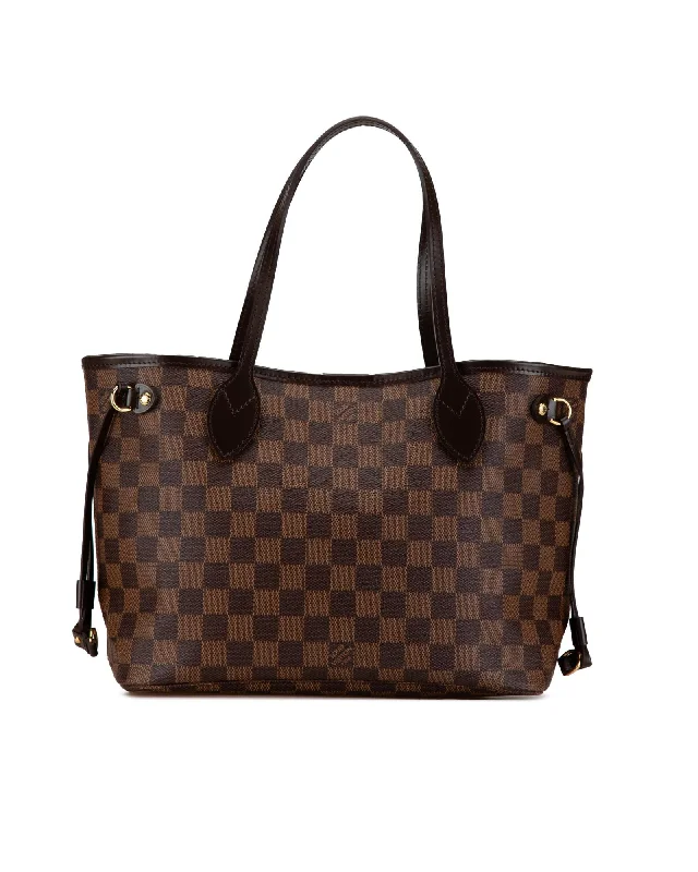 Damier Canvas Tote with Leather Trim and Interior Zip Pocket