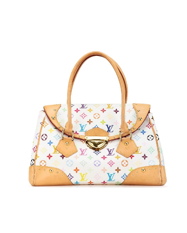 Monogram Multicolore Canvas Bag with Rolled Leather Handles and Gold-Tone Buckle Closure