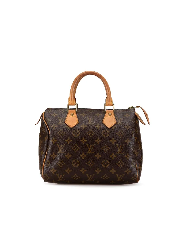 Monogram Canvas Speedy Bag with Vachetta Leather Handles and Top Zip Closure