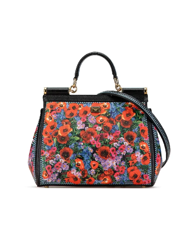 Medium Floral Print Satchel with Detachable Strap