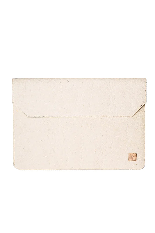 Lago Laptop Vegan Leather Sleeve in Starlight in Ivory