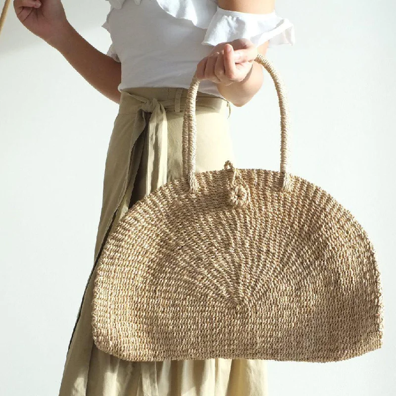 Luna Sustainable Handwoven Abaca Half-Moon Tote - Natural