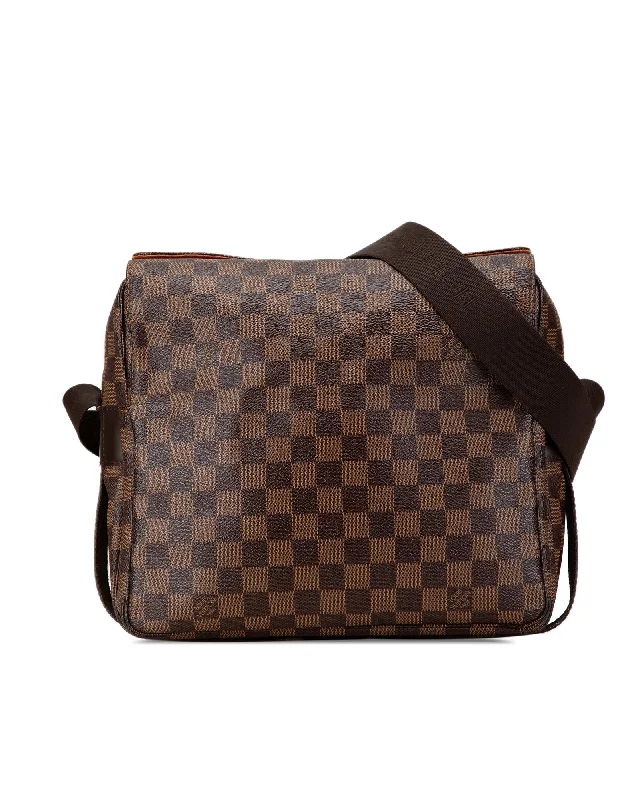 Damier Ebene Canvas Bag with Leather Trim and Adjustable Strap