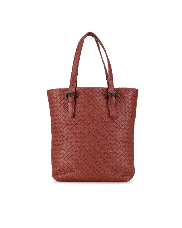 Woven Leather Tote with Adjustable Handles