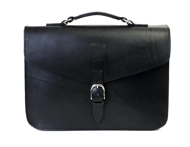 Mod 122 - Briefcase Cuoio Black made with Tuscan Vegetable-Tanned Leather