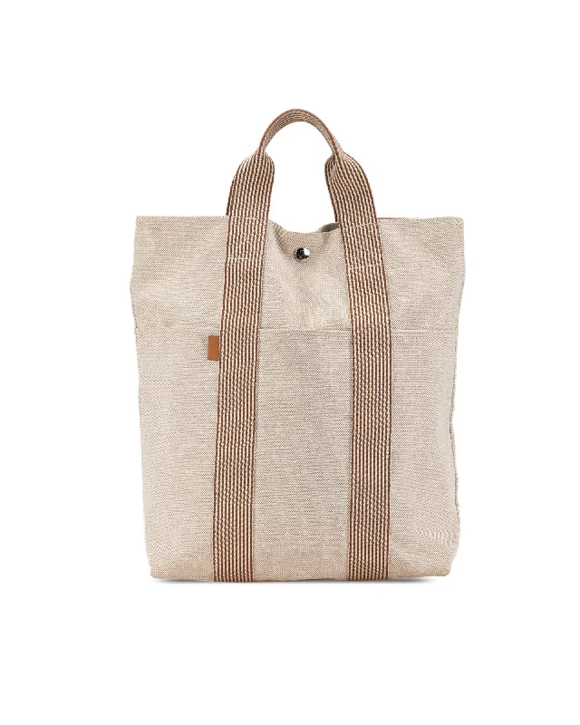 Canvas Tote Bag with Snap Closure and Exterior Pockets