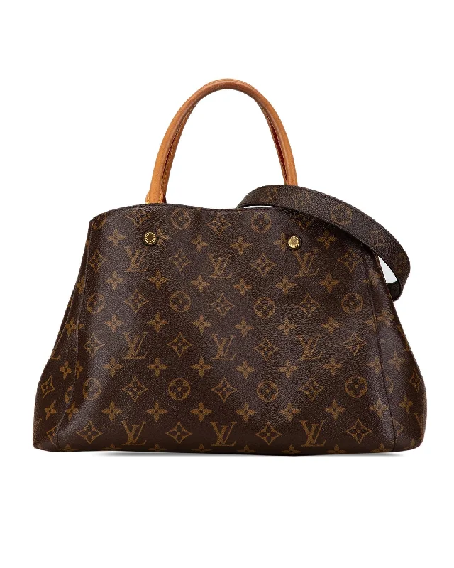 Monogram Canvas Montaigne Handbag with Vachetta Leather Handles and Detachable Strap