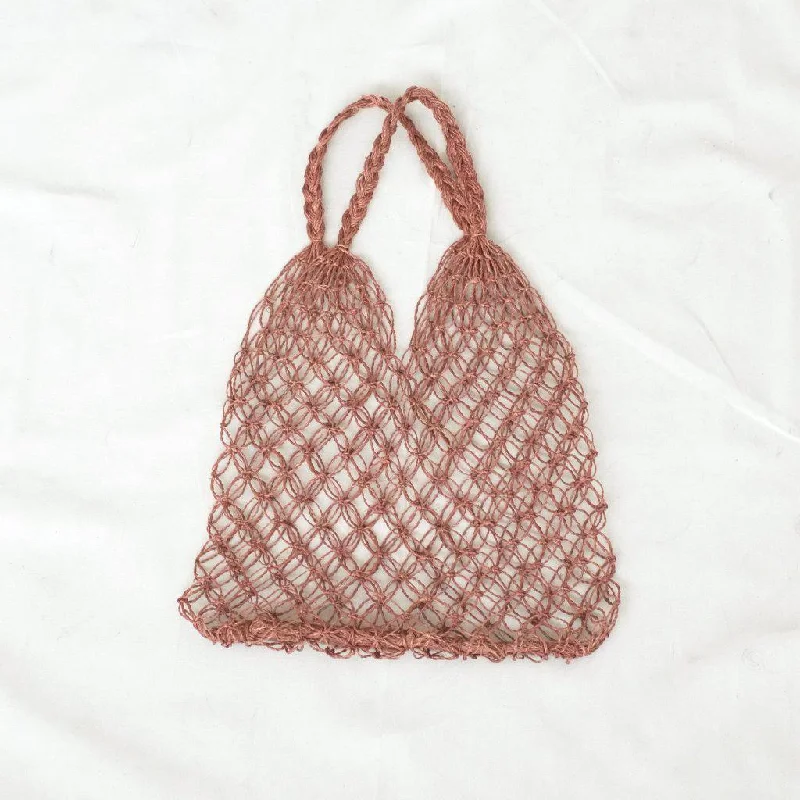 Natalia Sustainable Handwoven Abaca Macrame Bag - Cocoa