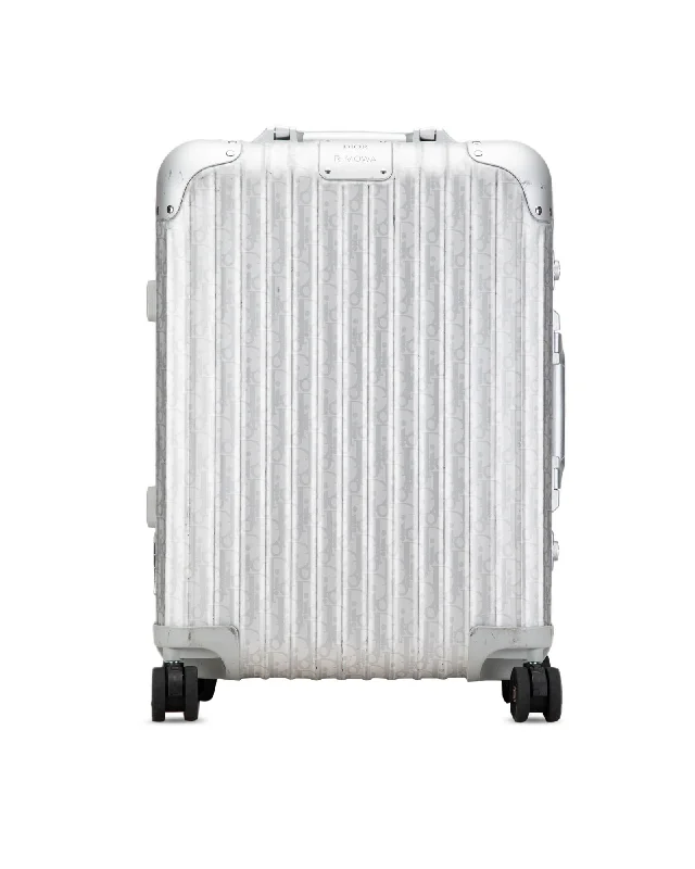 Oblique Aluminum Gradient Cabin Luggage with Retractable Handle and Interior Zip Pockets