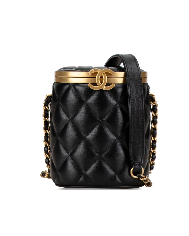 Mini Quilted Lambskin Leather Crossbody Bag with Chain Strap