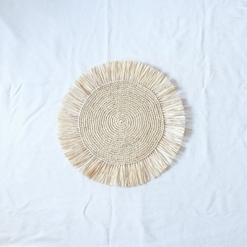 Hand crocheted Raffia Fringed Placemat - Natural