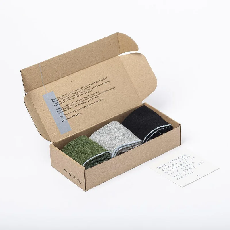 "Reduce Plastic" Set Of 3 Sustainable Socks