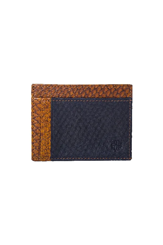 Rio Fish Leather Card Holder in Cognac & Ultramarine