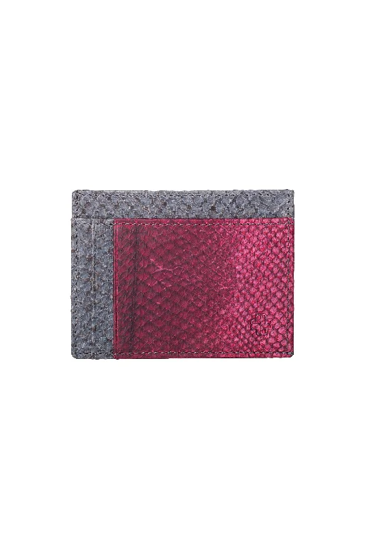 Rio Fish Leather Card Holder in Slate & Bordeaux