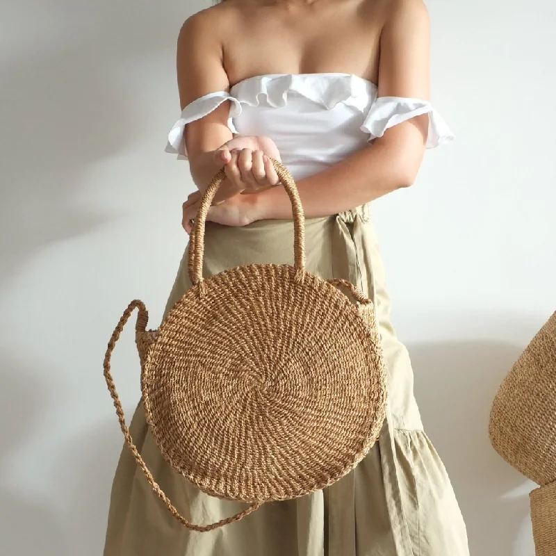 Sola Sustainable Handwoven Abaca Midi Bag - Camel