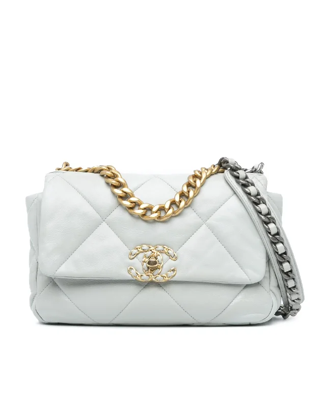 Quilted Leather Flap Bag with Gold-Tone Chain Handle