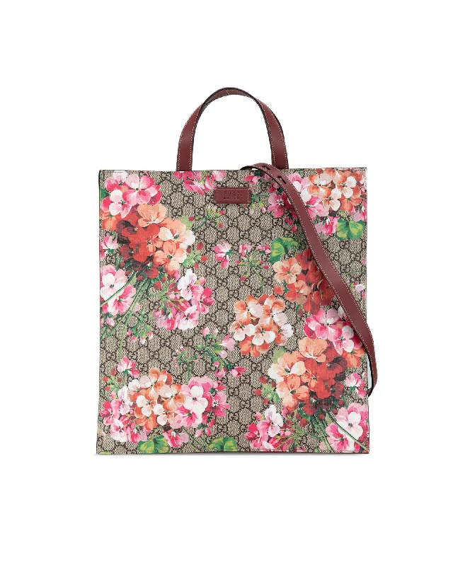 Convertible Soft Tote with Printed Coated Canvas and Leather Handles