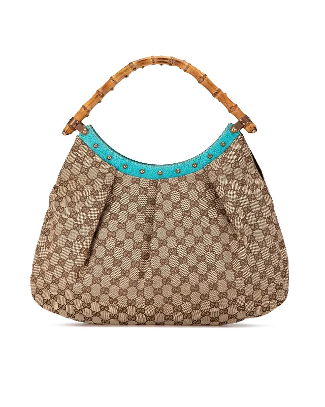 Gucci Bamboo Hobo Bag Beige GG Canvas