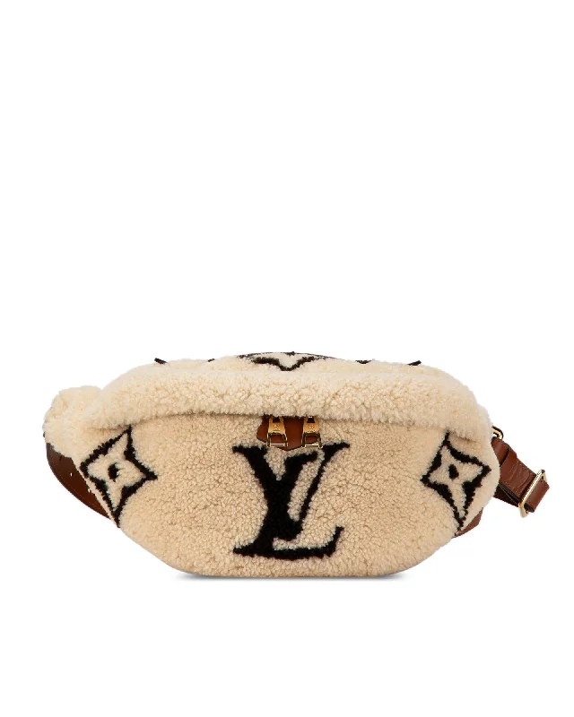 Monogram Giant Shearling Teddy Belt Bag with Leather Strap