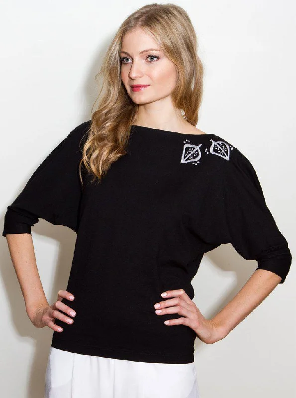 TAEVI Black Bamboo Blouse